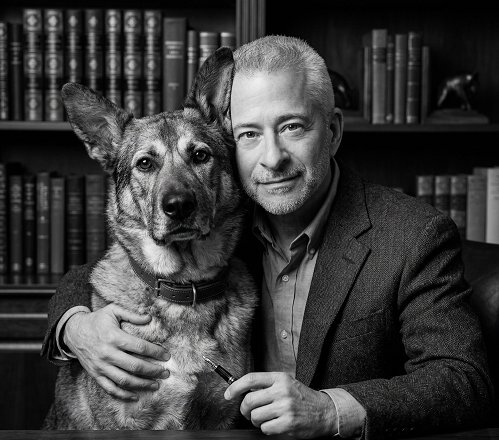 David Mackney, poet and author of the I Am Not Alone series, with his dog